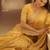 Yellow embellished embroidered sequinned saree with blouse piece