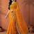 Yellow embroidered bandhani printed & gota lace sarees with unstitched blouse piece