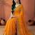 Yellow embroidered bandhani printed & gota lace sarees with unstitched blouse piece