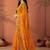 Yellow embroidered bandhani printed & gota lace sarees with unstitched blouse piece