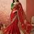 Red embroidered bandhani printed & gota lace sarees with unstitched blouse piece