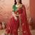 Red embroidered bandhani printed & gota lace sarees with unstitched blouse piece