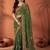 Green embroidered bandhani printed & gota lace sarees with unstitched blouse piece