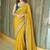 Yellow ethnic motifs embroidered  chiffon heavy work saree