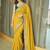 Yellow ethnic motifs embroidered  chiffon heavy work saree