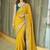 Yellow ethnic motifs embroidered  chiffon heavy work saree