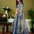 Beige dabu printed  linen ready to wear saree with unstitched blouse