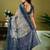 Beige dabu printed  linen ready to wear saree with unstitched blouse