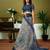 Beige dabu printed  linen ready to wear saree with unstitched blouse