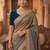 Gold embroidered silk blend saree