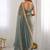 Teal embellished silk blend saree