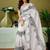 White dabu printed  linen ready to wear saree with unstitched blouse
