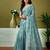 Blue tie & dye printed  linen ready to wear saree with unstitched blouse