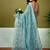 Blue tie & dye printed  linen ready to wear saree with unstitched blouse