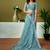 Blue tie & dye printed  linen ready to wear saree with unstitched blouse