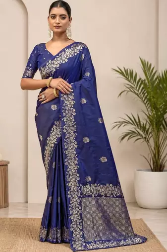 Blue zari art silk saree