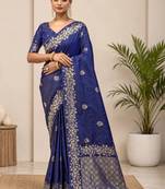 Blue zari art silk saree