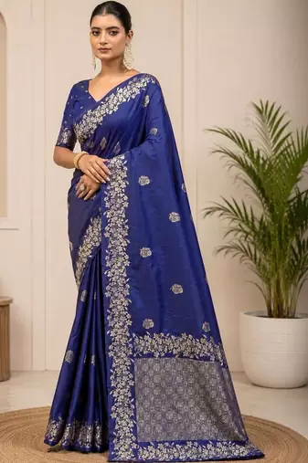 Blue zari art silk saree