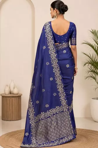 Blue zari art silk saree