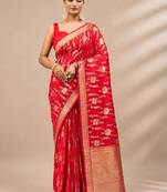 Red woven design zari art silk saree