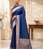 Blue zari art silk saree