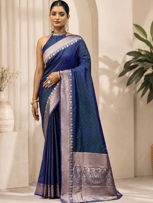 Blue zari art silk saree 2
