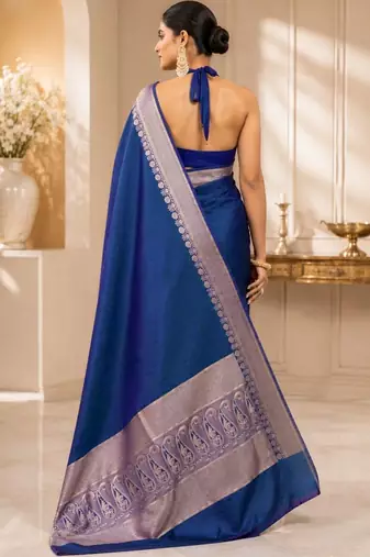 Blue zari art silk saree