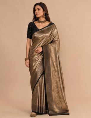 Gold woven design zari art silk saree 1