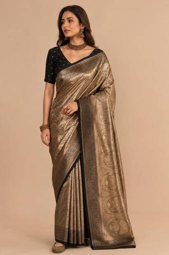 Gold woven design zari art silk saree