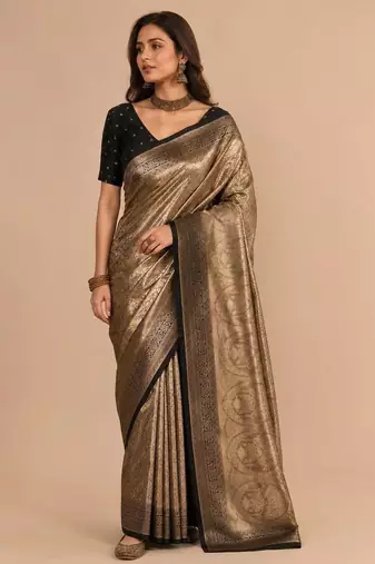 Gold woven design zari art silk saree