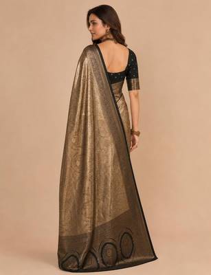 Gold woven design zari art silk saree 2