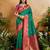 Green ethnic motifs woven design saree with unstitched blouse