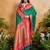 Green ethnic motifs woven design saree with unstitched blouse