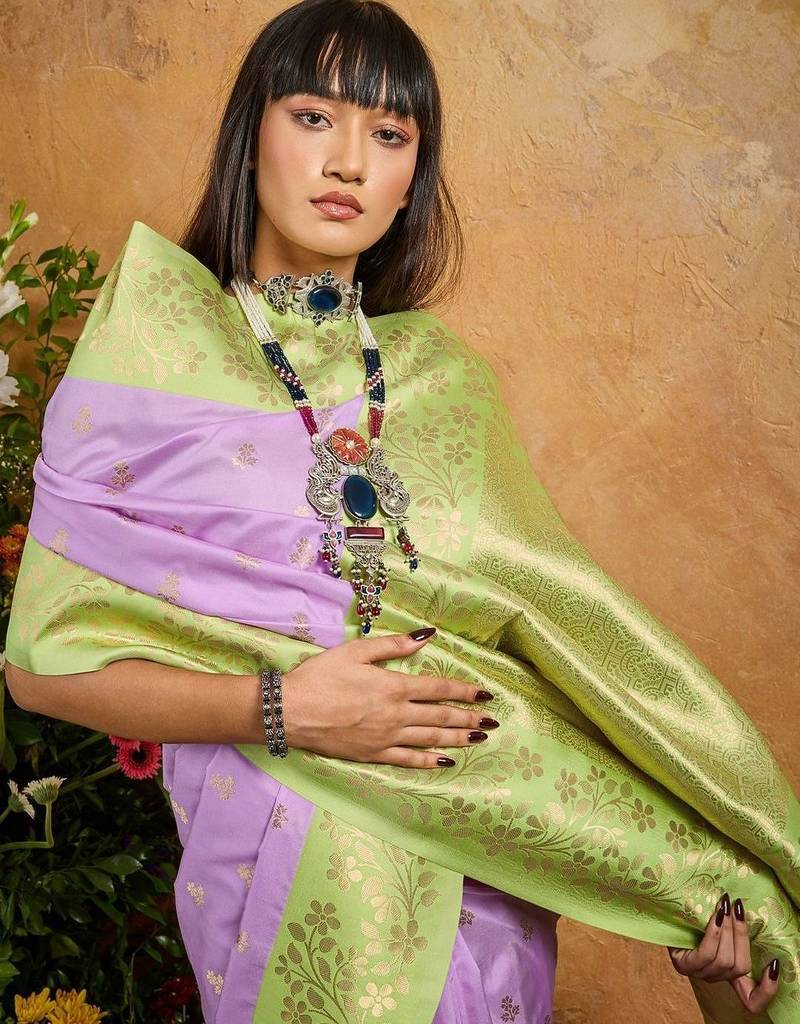 Purple ethnic motifs woven design saree with unstitched blouse