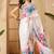 White floral printed  georgette saree with unstiched blouse piece