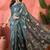 Teal woven design banarasi saree with blouse piece