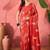 Red woven design banarasi saree with blouse piece
