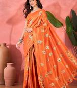 Orange woven design banarasi saree