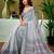 Grey dabu printed  linen ready to wear saree with unstitched blouse
