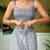 Grey dabu printed  linen ready to wear saree with unstitched blouse