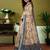 Cream dabu printed  linen ready to wear saree with unstitched blouse