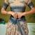 Cream dabu printed  linen ready to wear saree with unstitched blouse