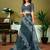 Grey dabu printed  linen ready to wear saree with unstitched blouse
