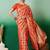 Orange zari woven kanjeevaram saree with blouse piece