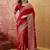 Red floral zari heavy work saree with blouse piece