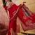 Red floral zari heavy work saree with blouse piece