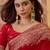 Red floral zari heavy work saree with blouse piece