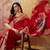 Red floral zari heavy work saree with blouse piece