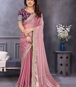 Pink embroidered lace border with matching blouse piece