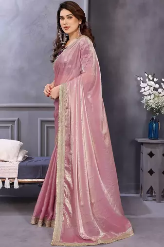 Pink embroidered lace border with matching blouse piece